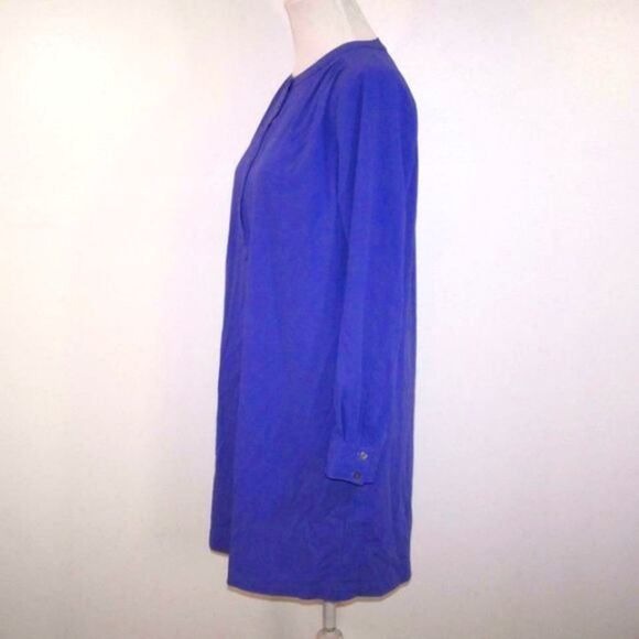 Ann Taylor Loft Small Shirt Style Dress Purple Long Sleeve Stretch Flowy - Picture 4 of 7